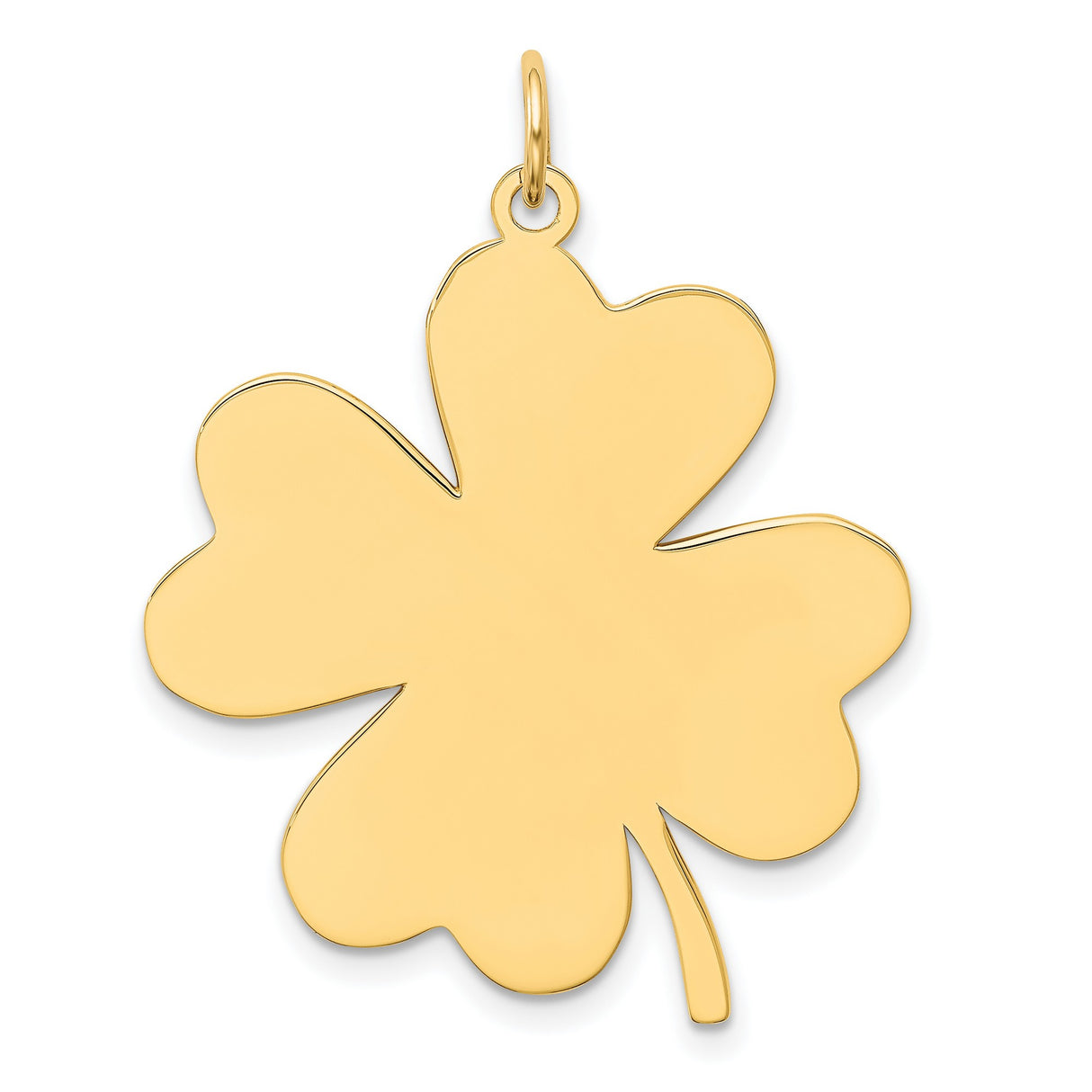 14k Yellow Gold Four-Leaf Clover Pendant, Polished Lucky Charm, Irish Good Luck Symbol