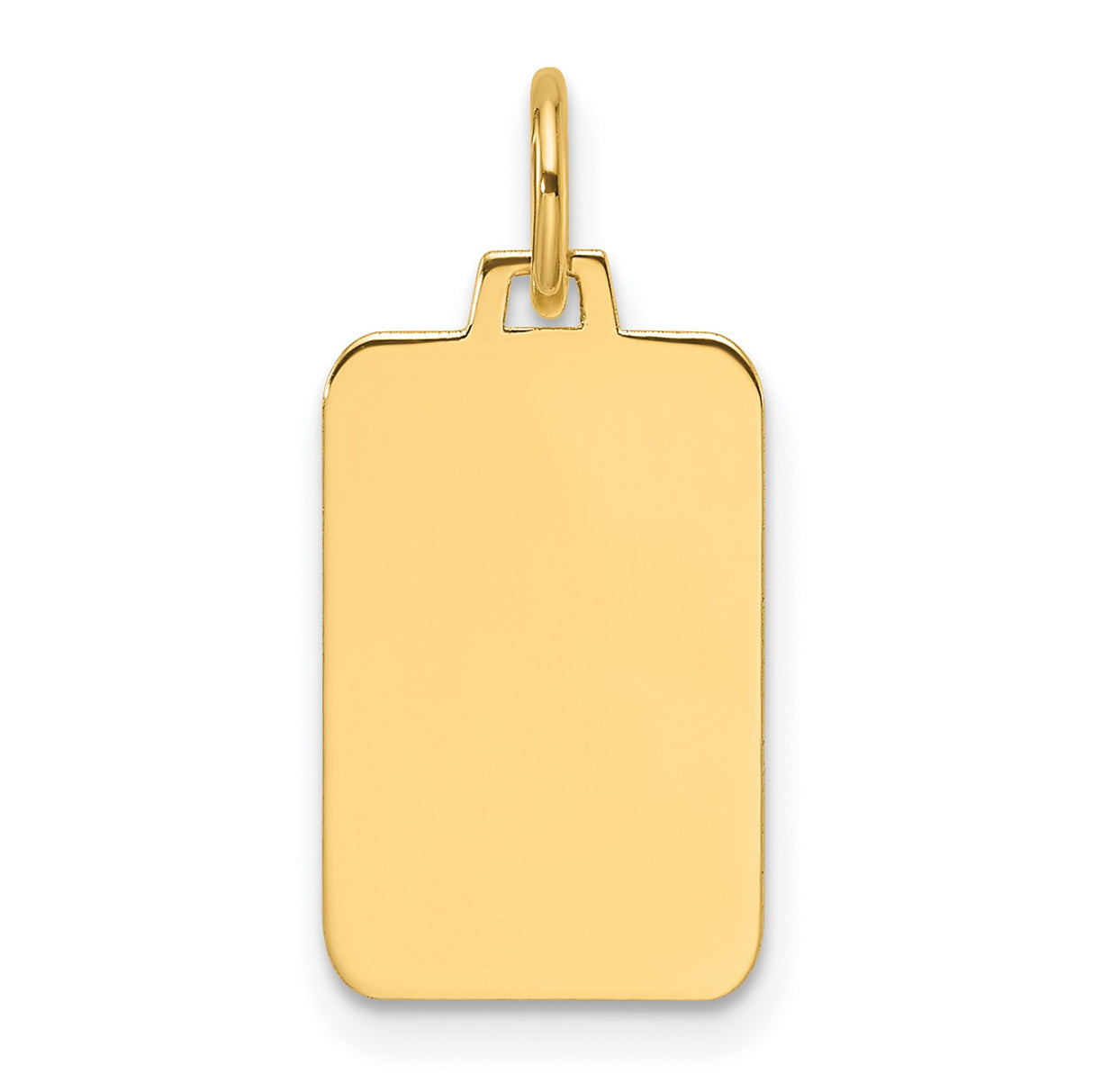 14k Yellow Gold Rectangular Pendant Charm, High Polish Blank Disc for Engraving, Unisex Jewelry