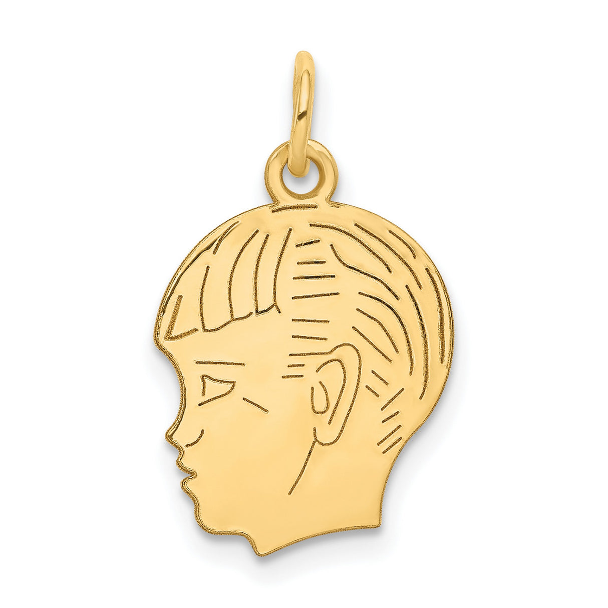 14k Yellow Gold Boy Head Profile Pendant Charm, Minimalist Motherhood Silhouette Jewelry