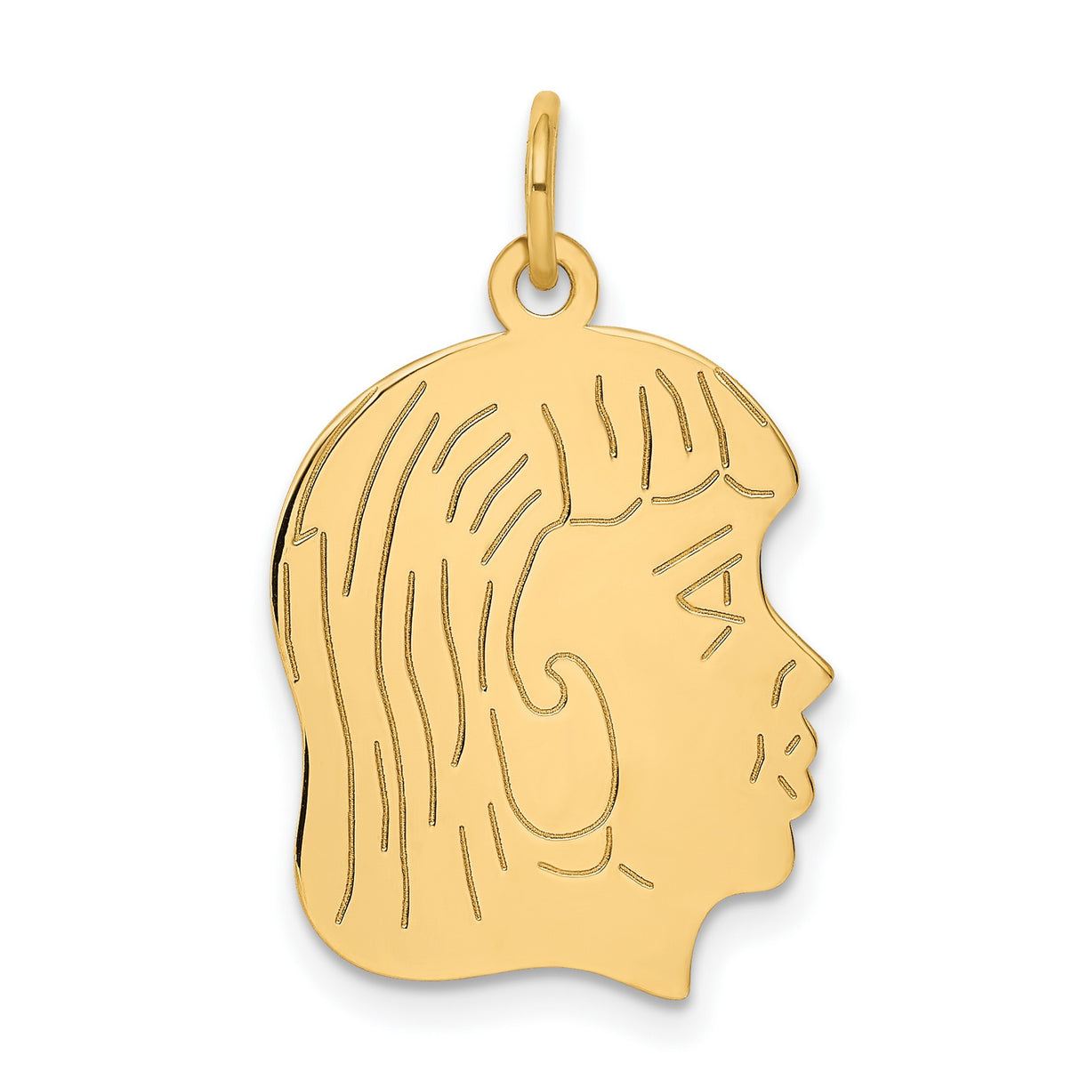 14k Yellow Gold Pendant with Face Profile, Minimalist Mother and Family Symbol Charm