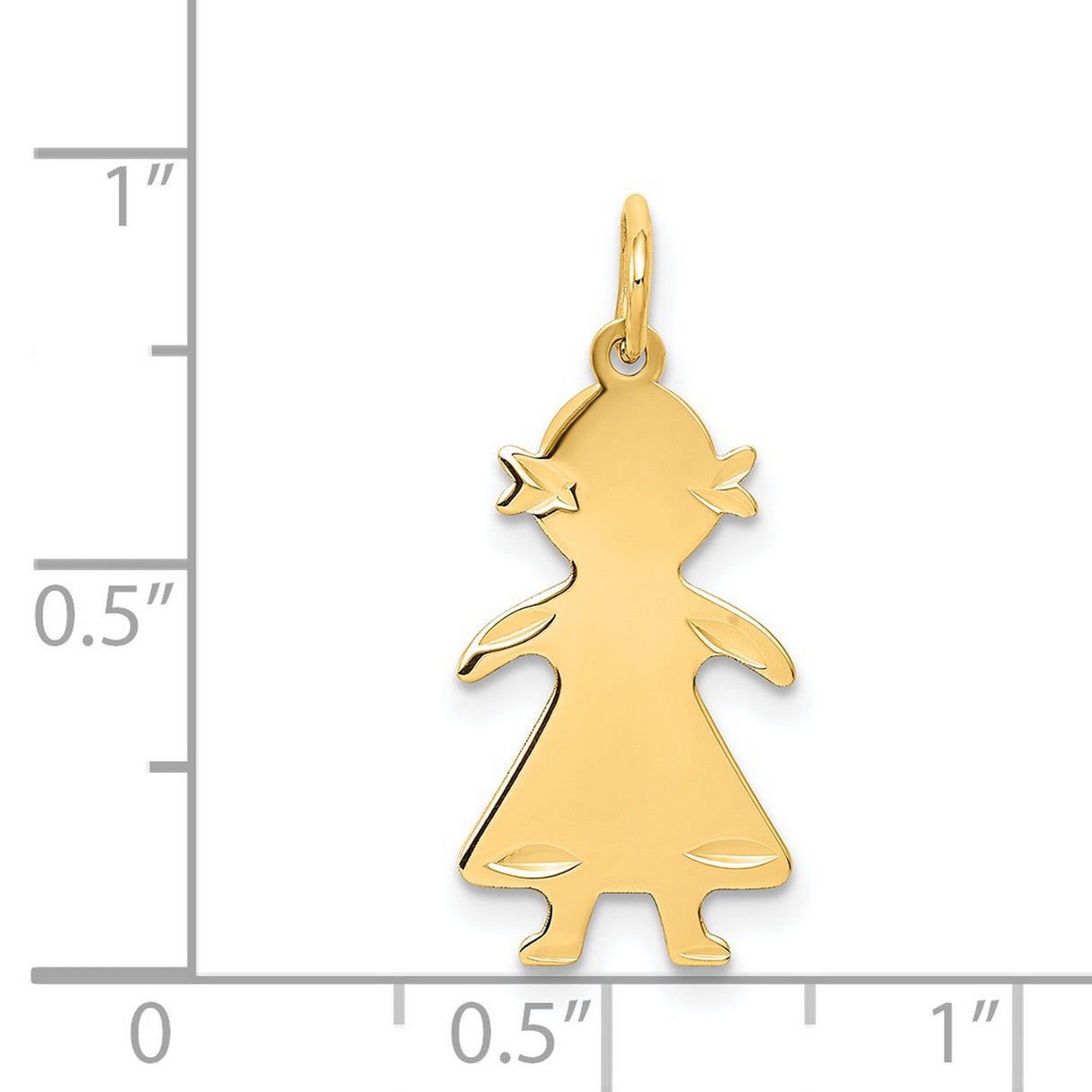 14k Yellow Gold Girl Cutout Pendant with Pigtails, Dainty Silhouette Family Charm Jewelry