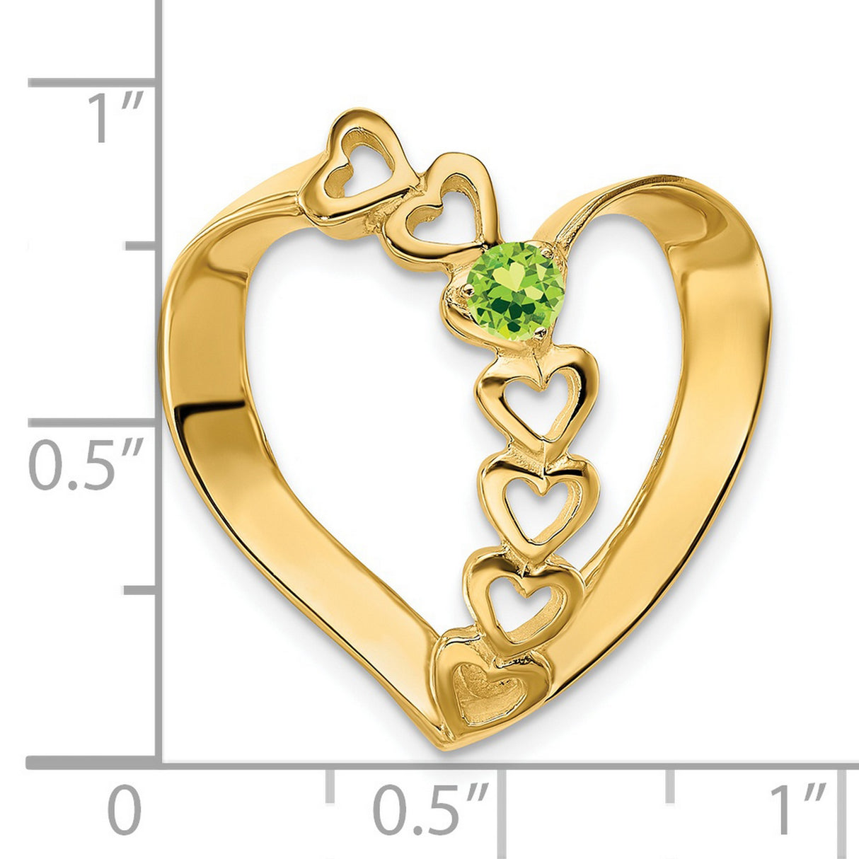 Synthetic Diamond Family Heart Slide Charm Pendant in Real 14k Yellow Gold