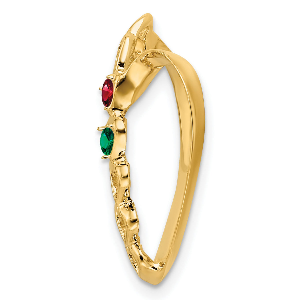 Synthetic Diamond Family Heart Slide Charm Pendant in Real 14k Yellow Gold