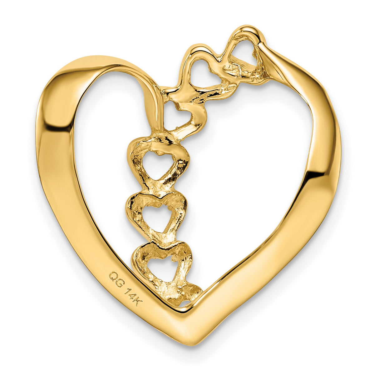 Genuine 5 Stone Mothers Slide Charm Pendant in Real 14k Yellow Gold