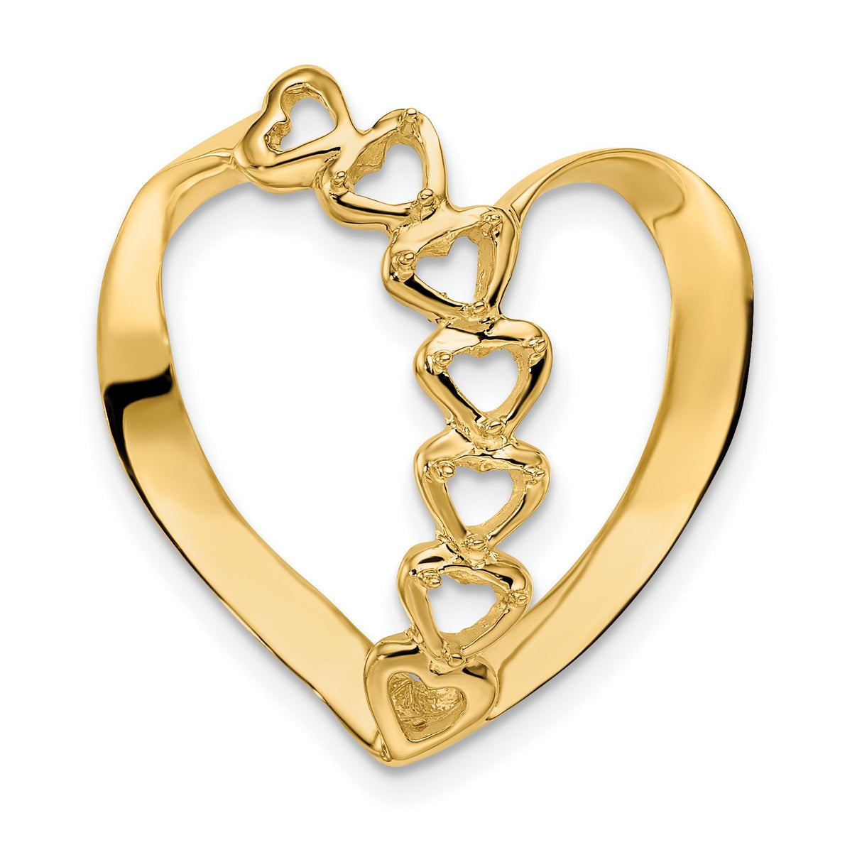 Genuine 5 Stone Mothers Slide Charm Pendant in Real 14k Yellow Gold