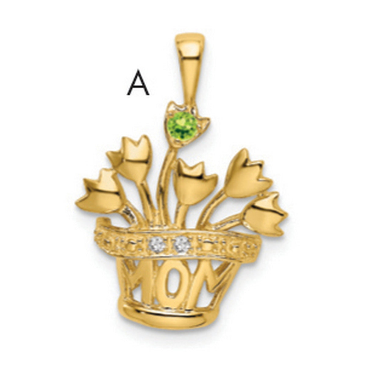 2mm Synthetic AA Diamond Family Jewelry Charm Pendant in Real 14k Yellow Gold