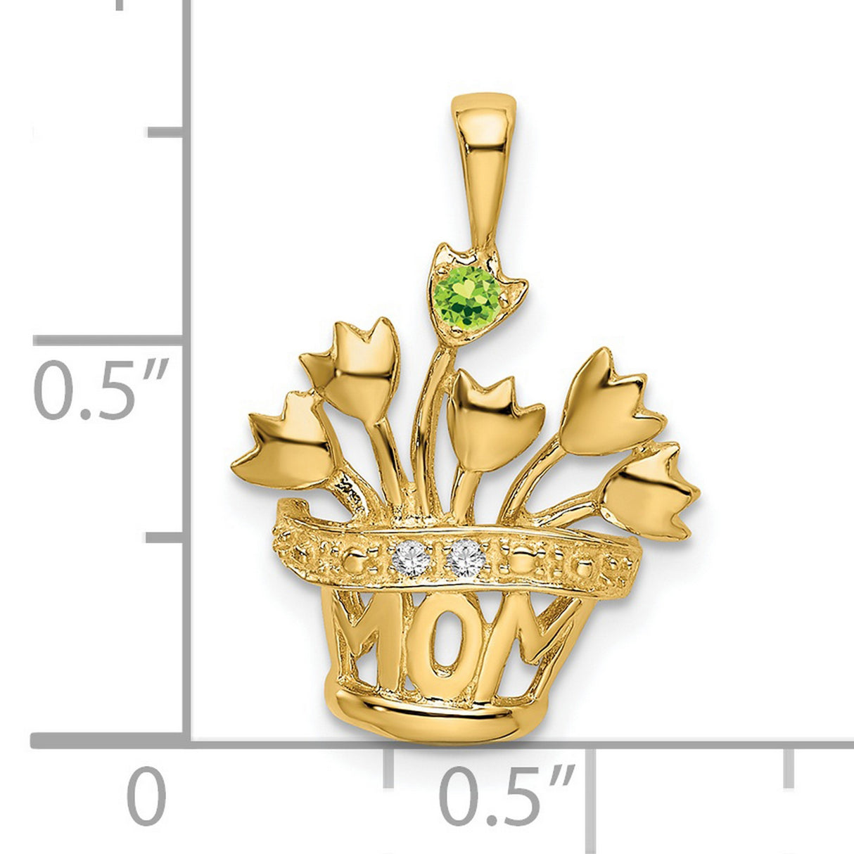 Genuine VS Diamond Mothers Charm Pendant in Real 14k Yellow Gold