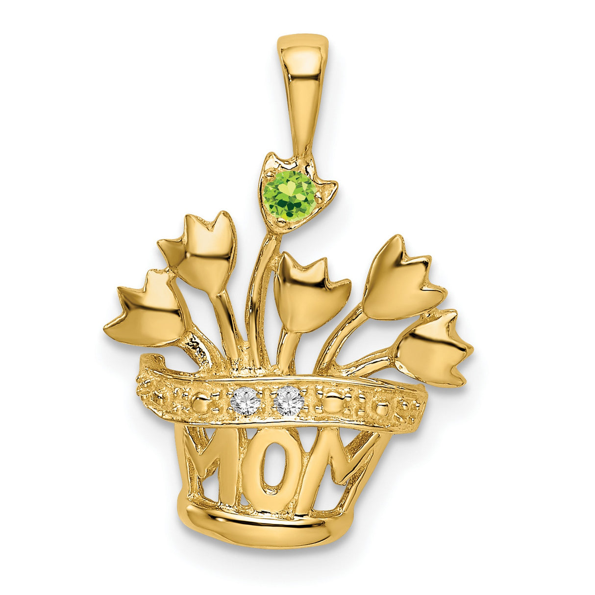 Genuine AAA Diamond Mothers Charm Pendant in Real 14k Yellow Gold