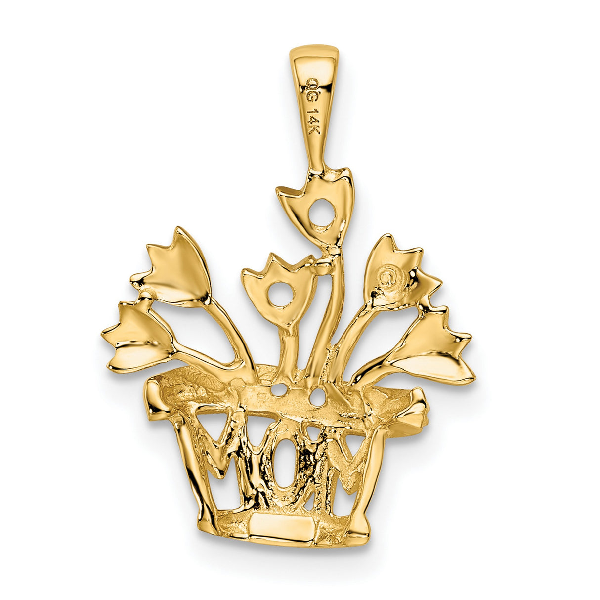 Genuine AAA Diamond Mothers Charm Pendant in Real 14k Yellow Gold