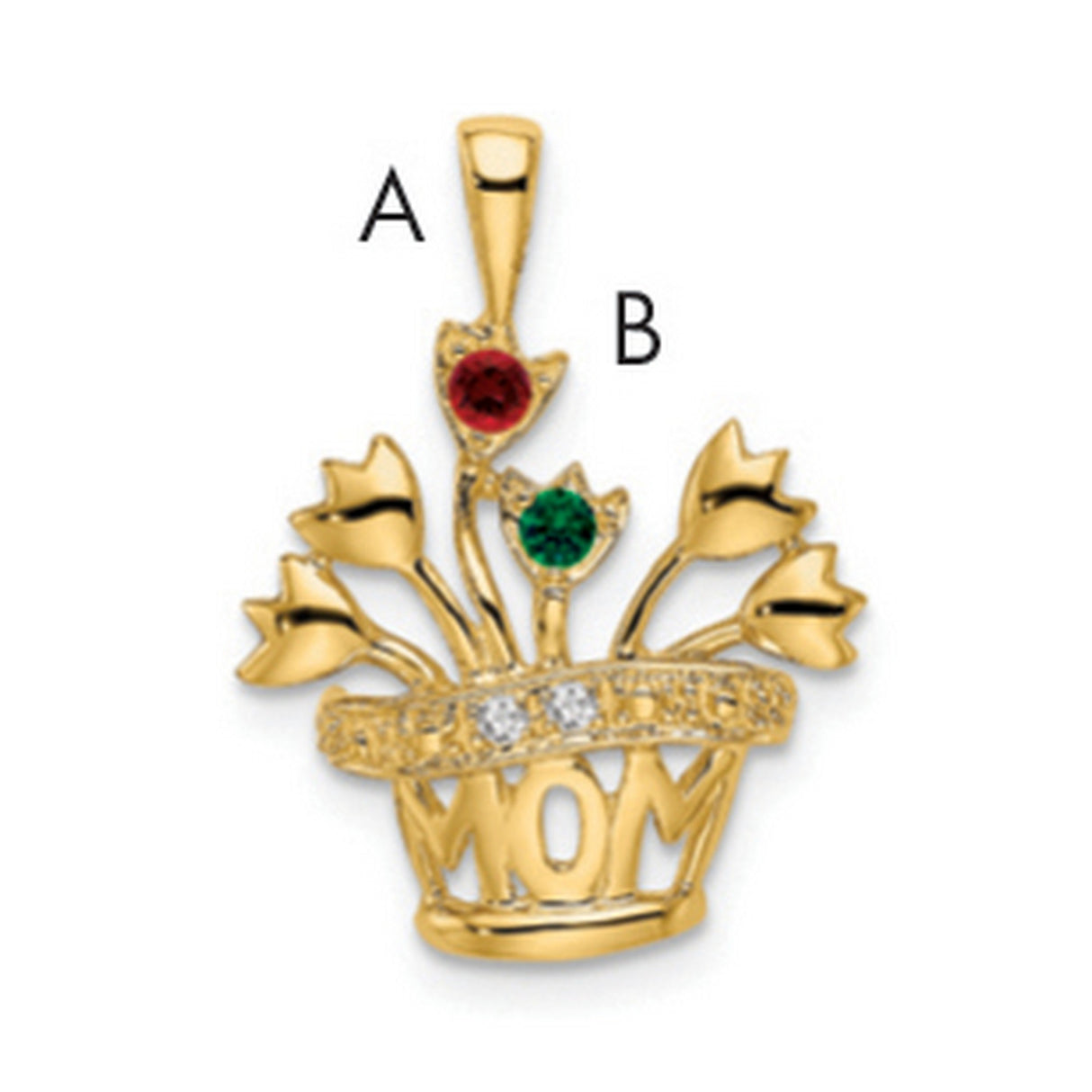 Genuine A Diamond Mothers Charm Pendant in Real 14k Yellow Gold