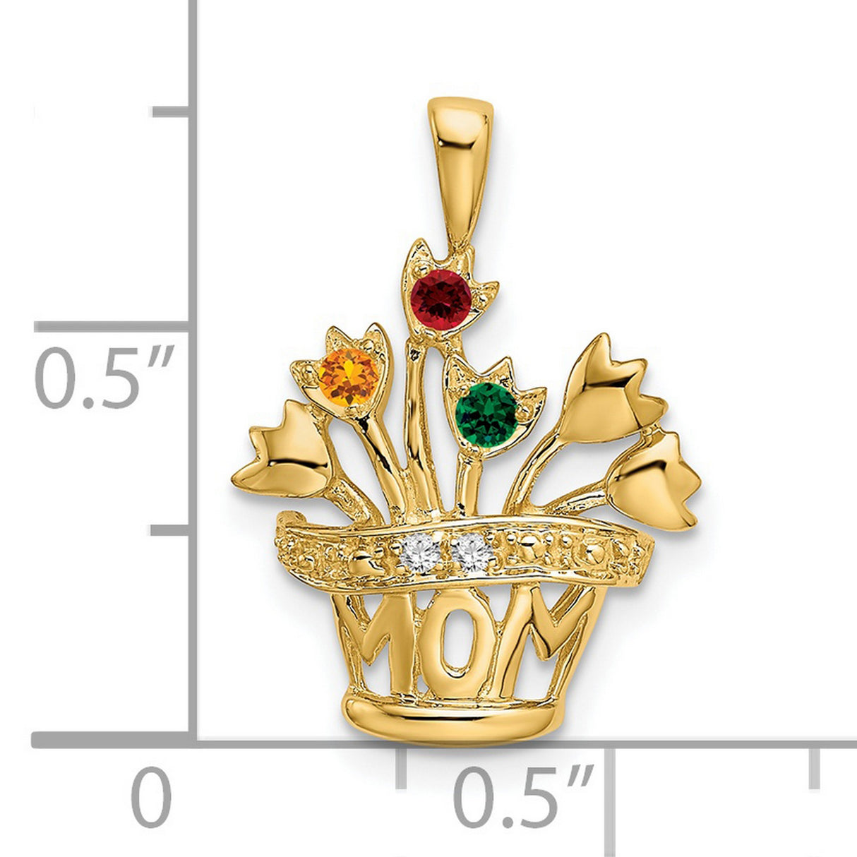 Genuine AAA Diamond Mothers Charm Pendant in Real 14k Yellow Gold