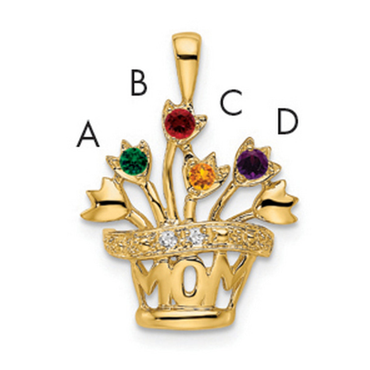 Genuine VS Diamond Mothers Charm Pendant in Real 14k Yellow Gold