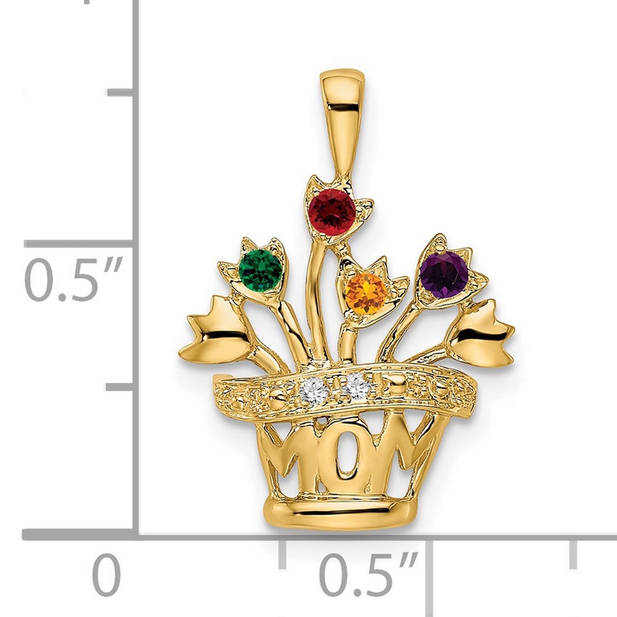 Genuine AAA Diamond Mothers Charm Pendant in Real 14k Yellow Gold