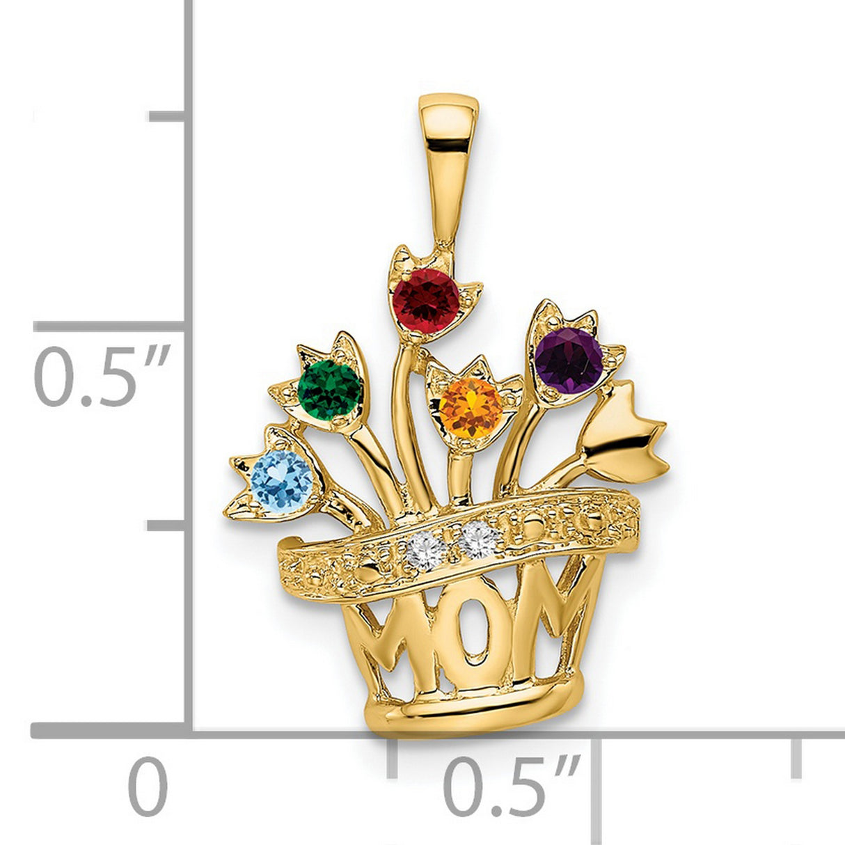 2mm Synthetic A Diamond Family Jewelry Charm Pendant in Real 14k Yellow Gold