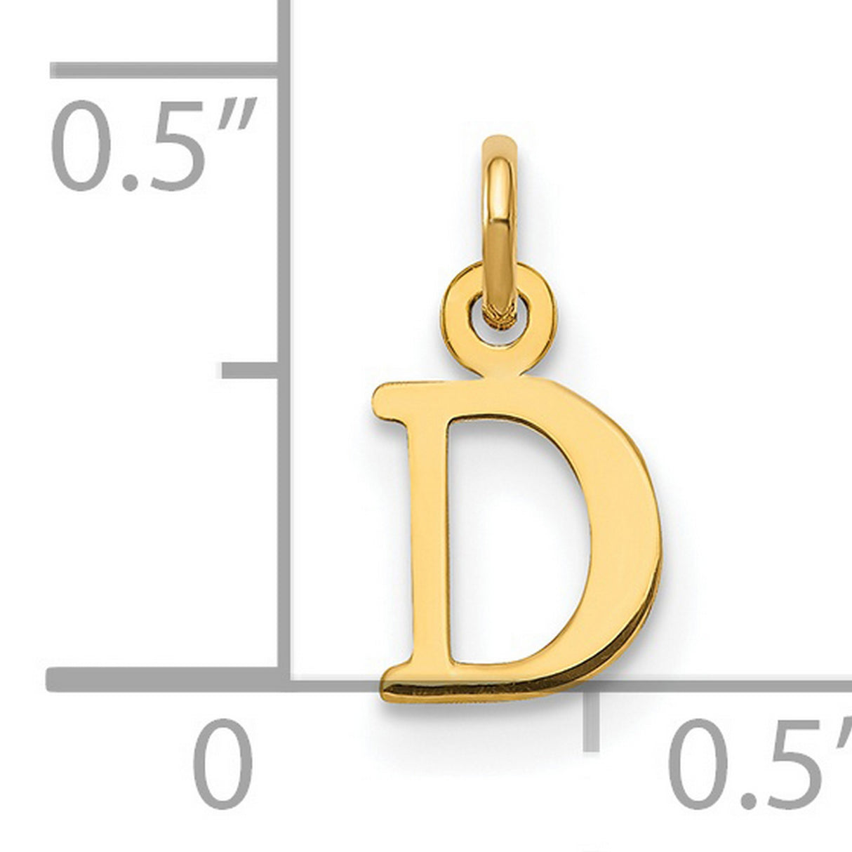 14k Yellow Gold Letter D Pendant Charm, Polished Block Initial Monogram Jewelry for Women or Unisex