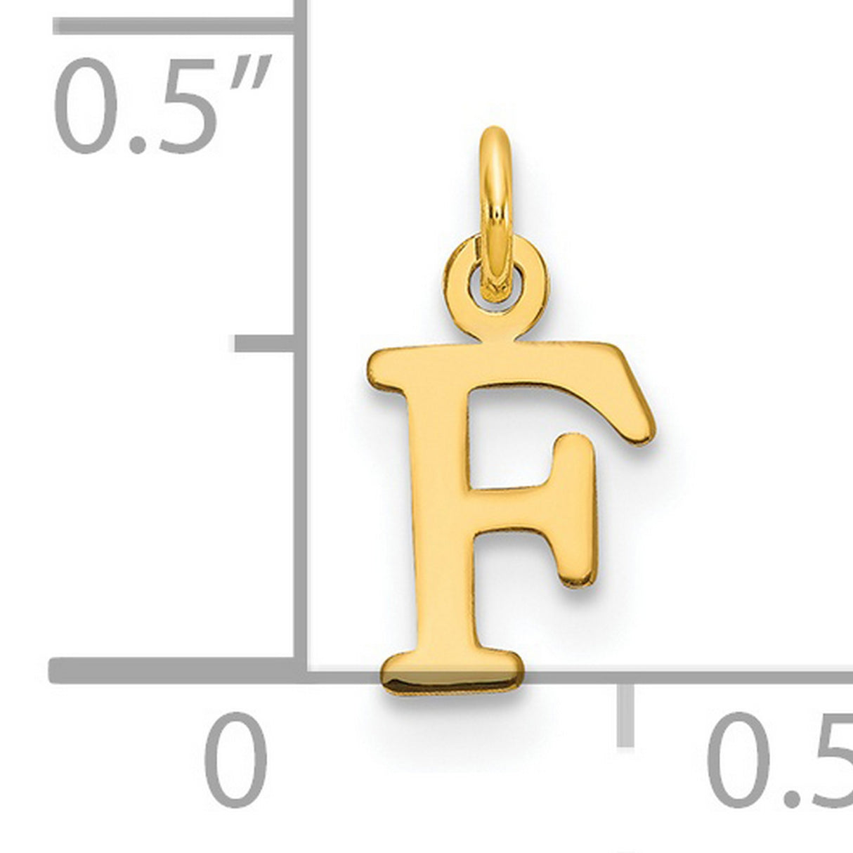 14k Yellow Gold Letter F Pendant Charm, Polished Finish, Alphabet Jewelry for Women or Unisex