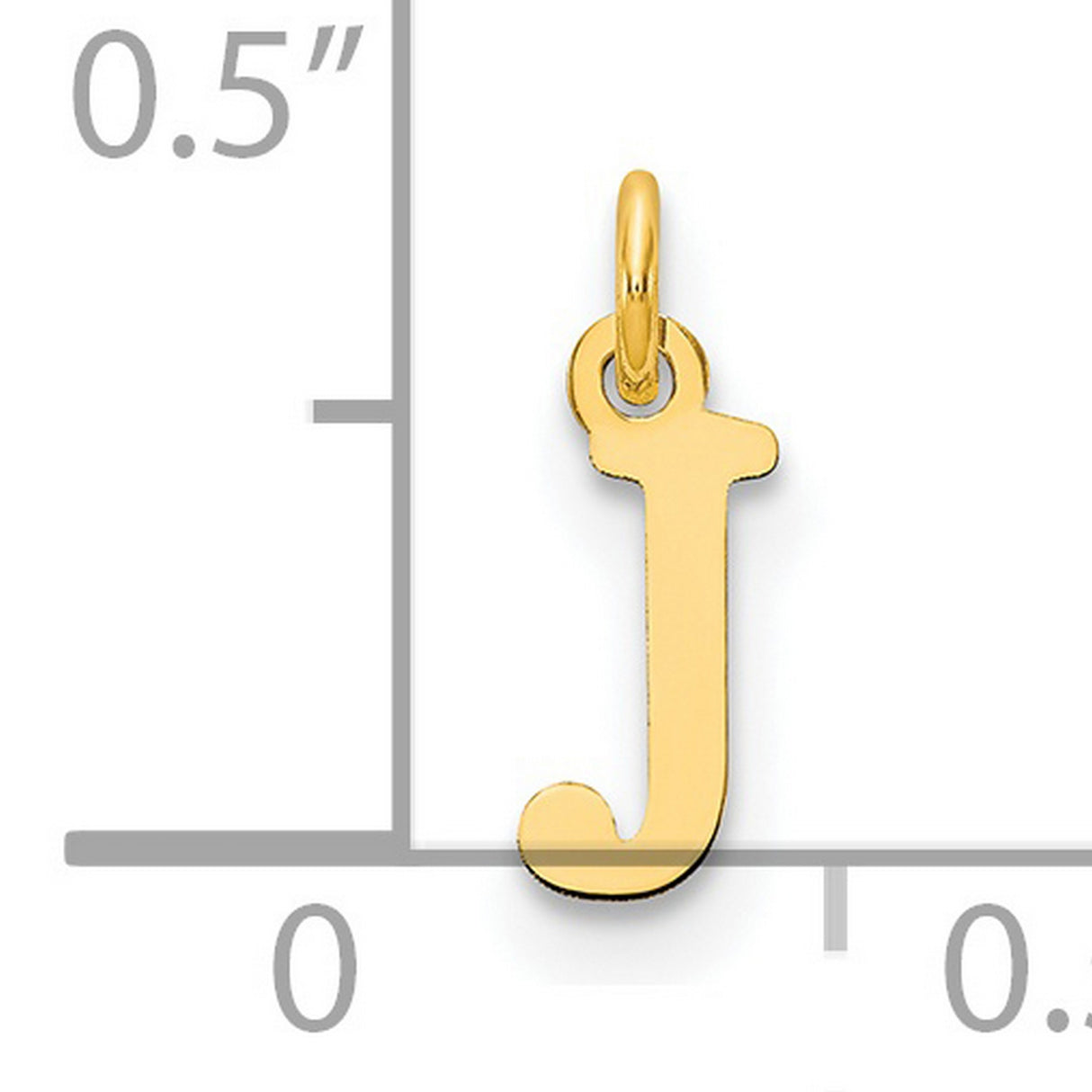 14k Yellow Gold Letter J Pendant Charm, Polished Lowercase Initial for Necklace or Bracelet