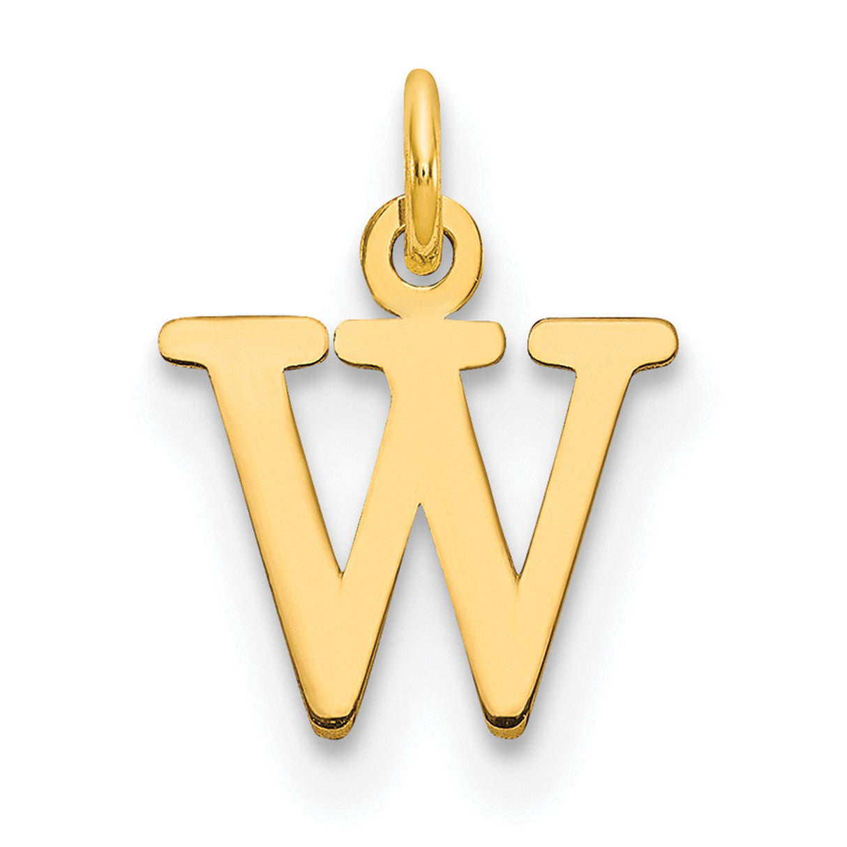 14k Yellow Gold Letter W Pendant Charm, Polished Initial Monogram for Women or Unisex