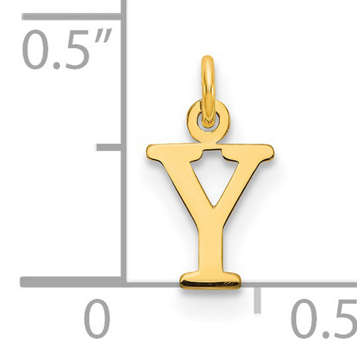 14k Yellow Gold Letter Y Pendant, Polished Block Initial Charm for Necklace or Bracelet