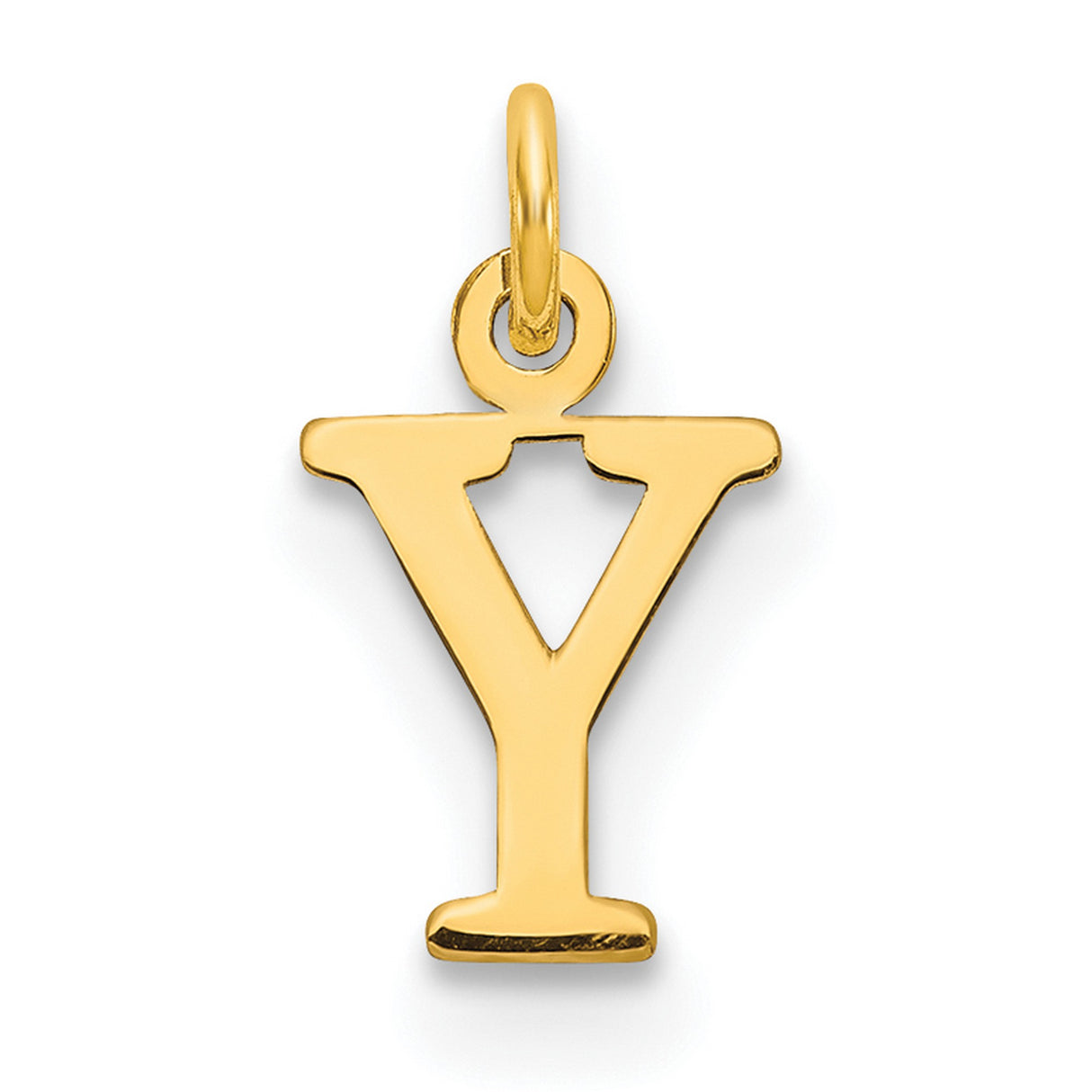 14k Yellow Gold Letter Y Pendant, Polished Block Initial Charm for Necklace or Bracelet