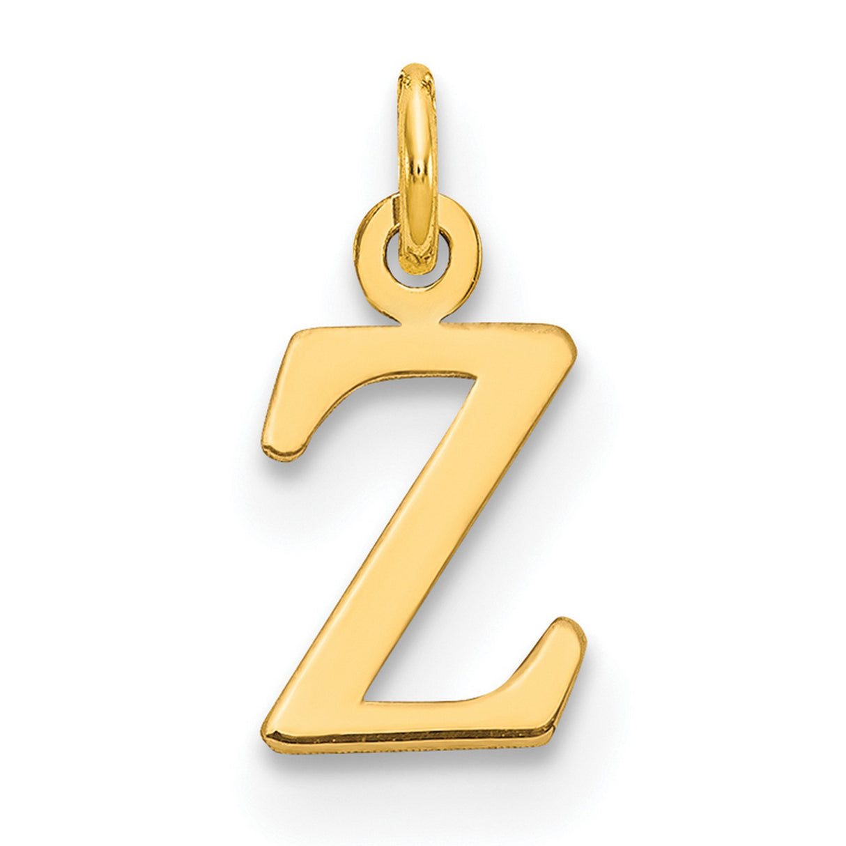 14k Yellow Gold Z Initial Pendant Charm, Polished Finish, Classic Uppercase Letter Design for Women