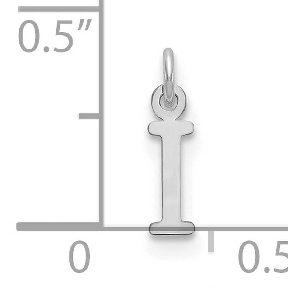 10k White Gold Initial I Pendant Charm, Polished Block Letter Design for Women