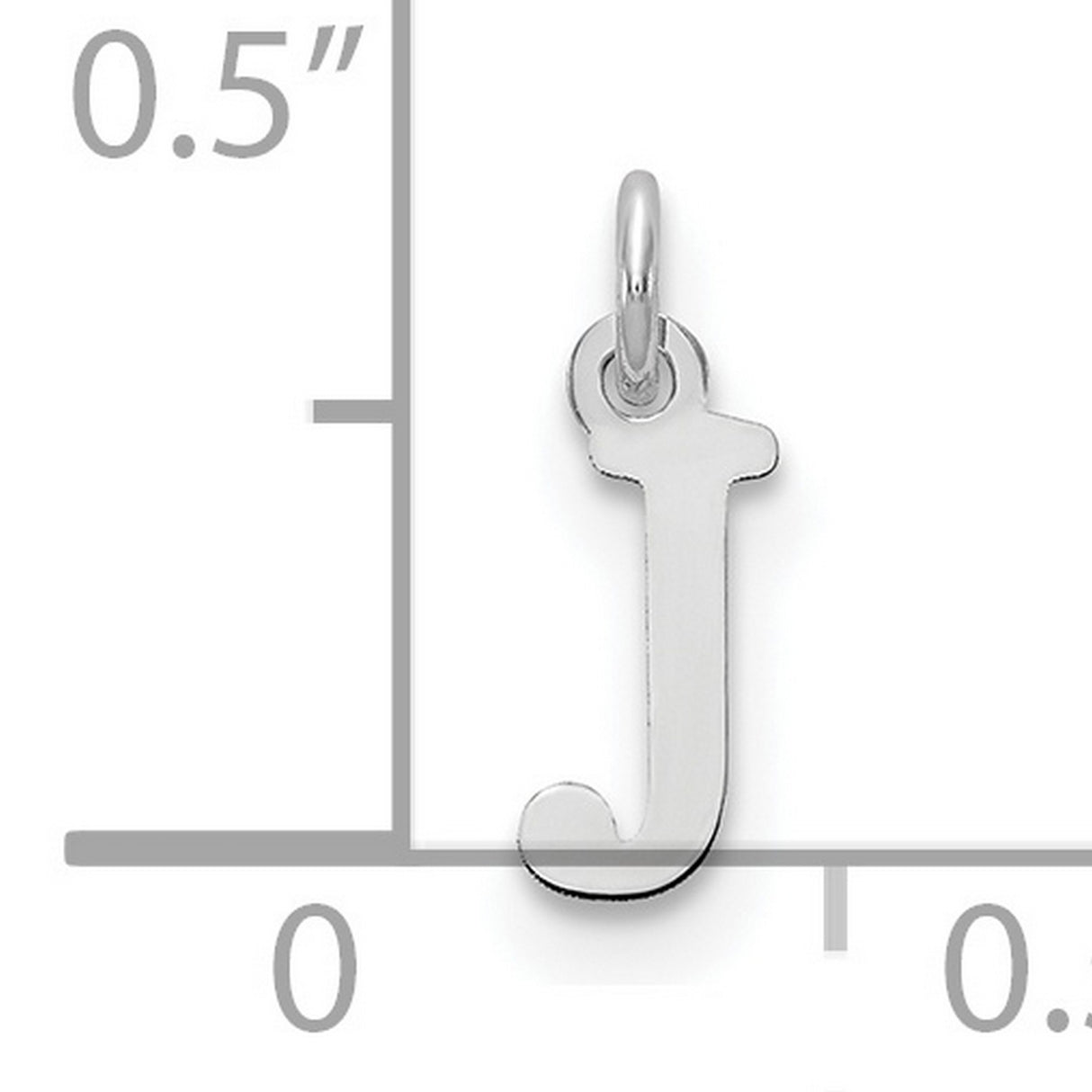 10k White Gold Initial Pendant, Lowercase Letter J Charm with Polished Finish