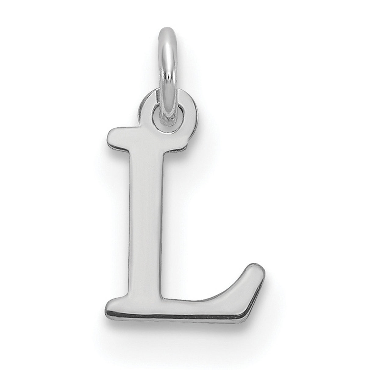 14k White Gold Letter L Pendant, Polished Monogram Charm, Minimalist Initial Jewelry for Women