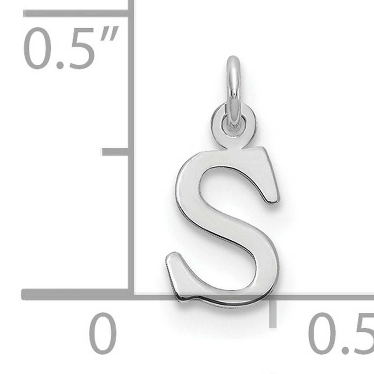 Cutout Letter S Initial Charm Pendant in Real 10k White Gold