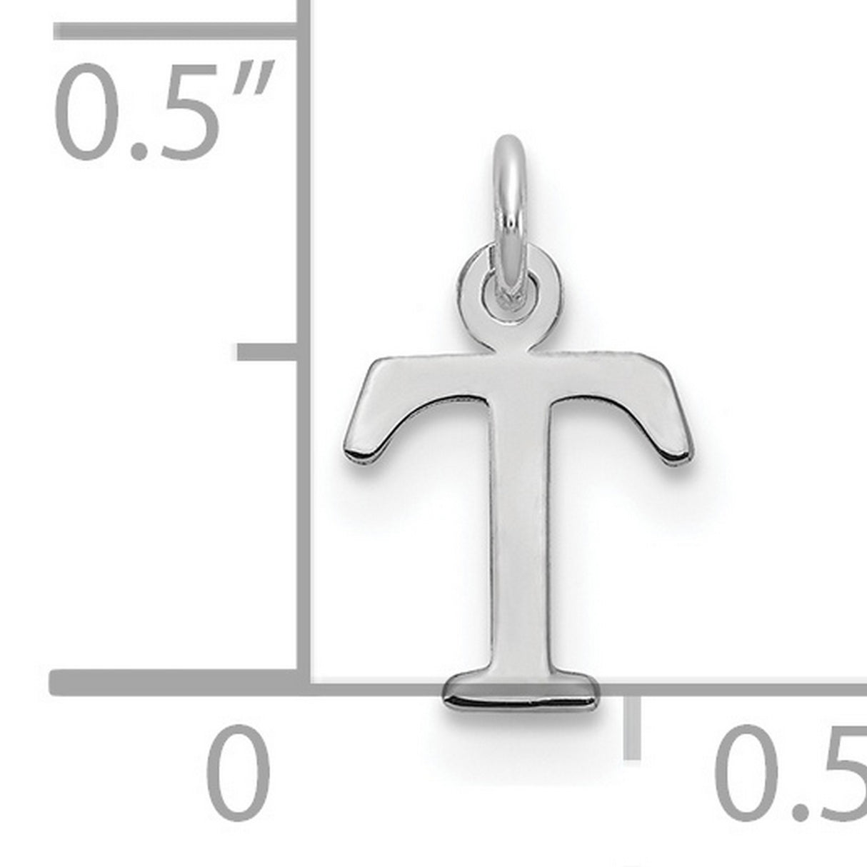 Cutout Letter T Initial Charm Pendant in Real 10k White Gold