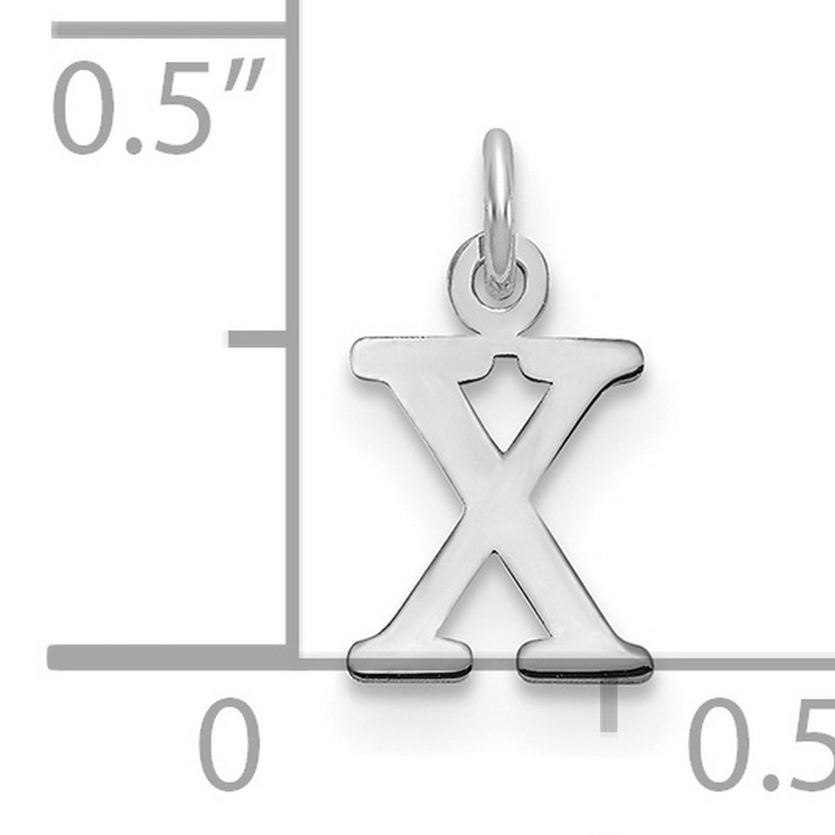 Cutout Letter X Initial Charm Pendant in Real 10k White Gold