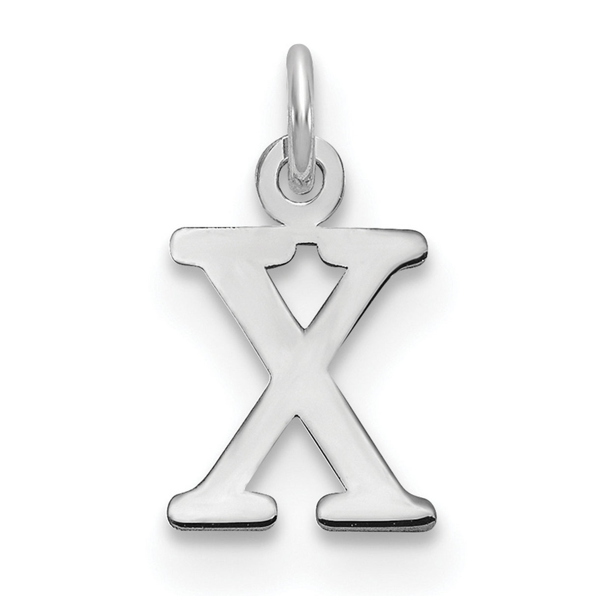 Cutout Letter X Initial Charm Pendant in Real 14k White Gold