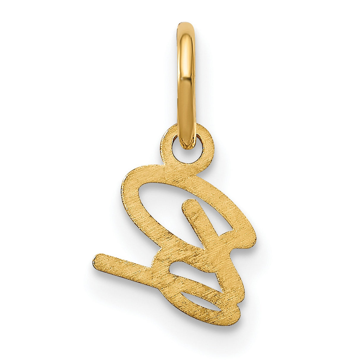 14k Yellow Gold Script Initial B Pendant, Cursive Letter Charm for Women