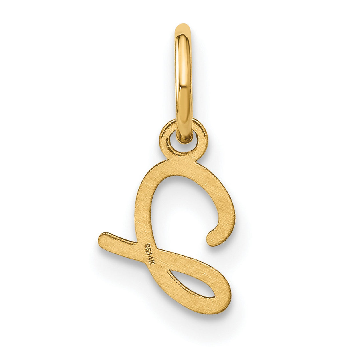14k Yellow Gold Script Initial J Pendant Charm, Cursive Letter Monogram Jewelry for Women