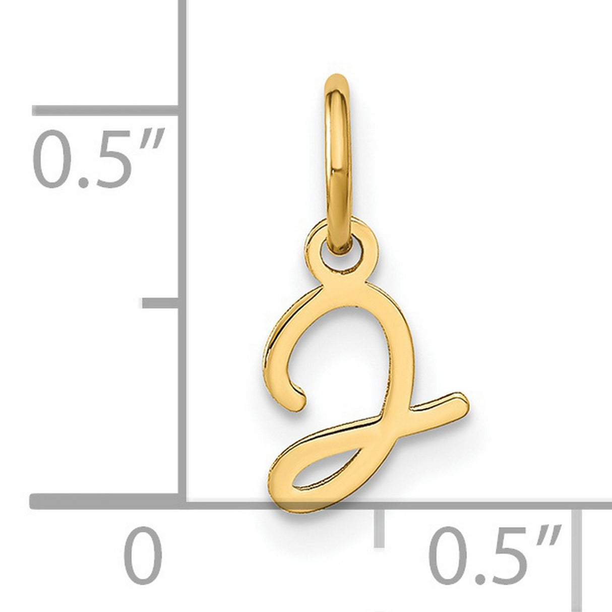 14k Yellow Gold Script Initial J Pendant Charm, Cursive Letter Monogram Jewelry for Women