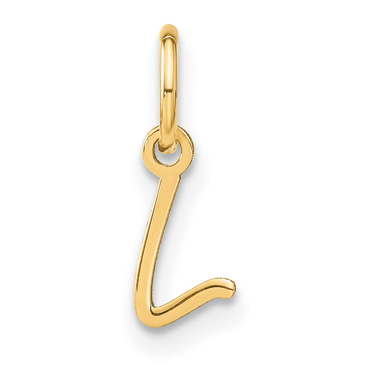 14k Yellow Gold Script Letter L Pendant Charm, Dainty Modern Initial Jewelry for Women