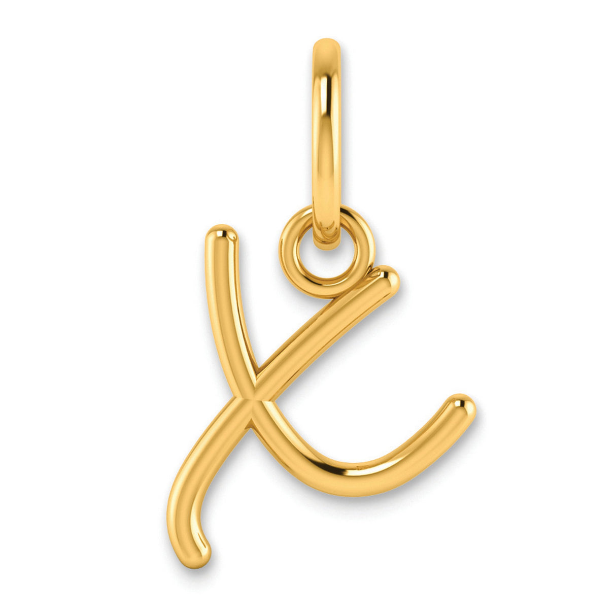 Upper case Letter X Initial Charm Pendant in Real 14k Yellow Gold