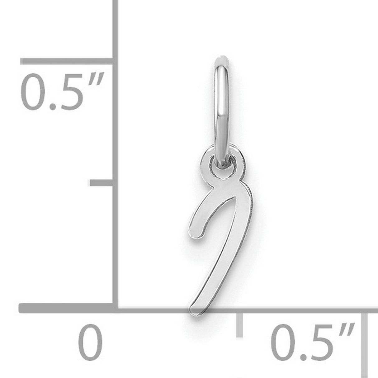 Upper case Letter I Initial Charm Pendant in Real 14k White Gold