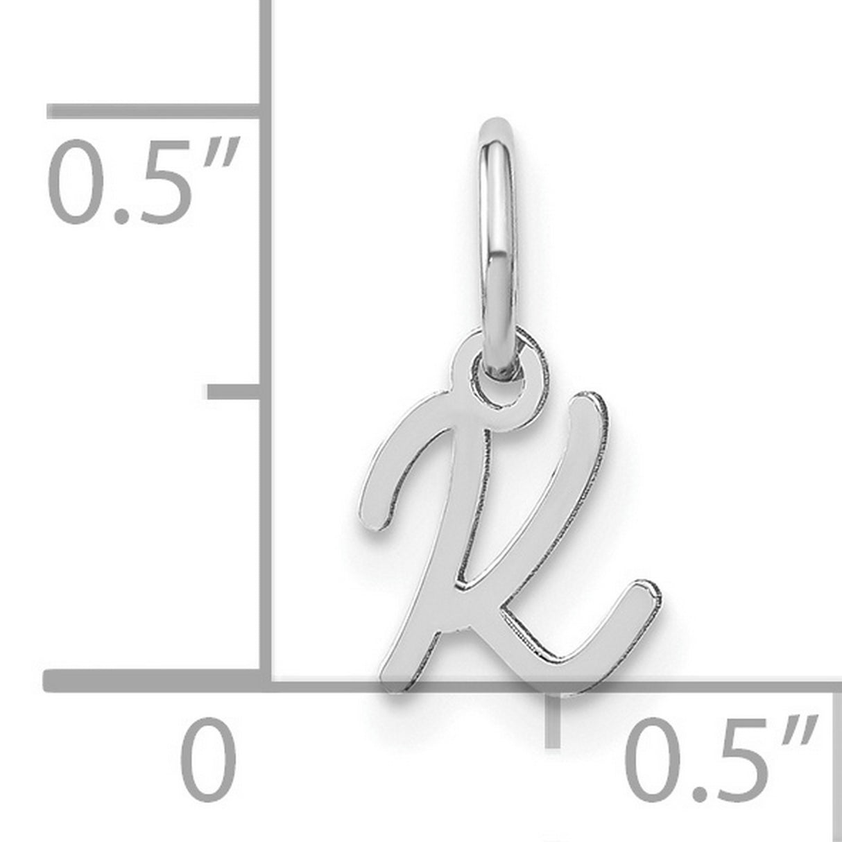 Upper case Letter K Initial Charm Pendant in Real 14k White Gold
