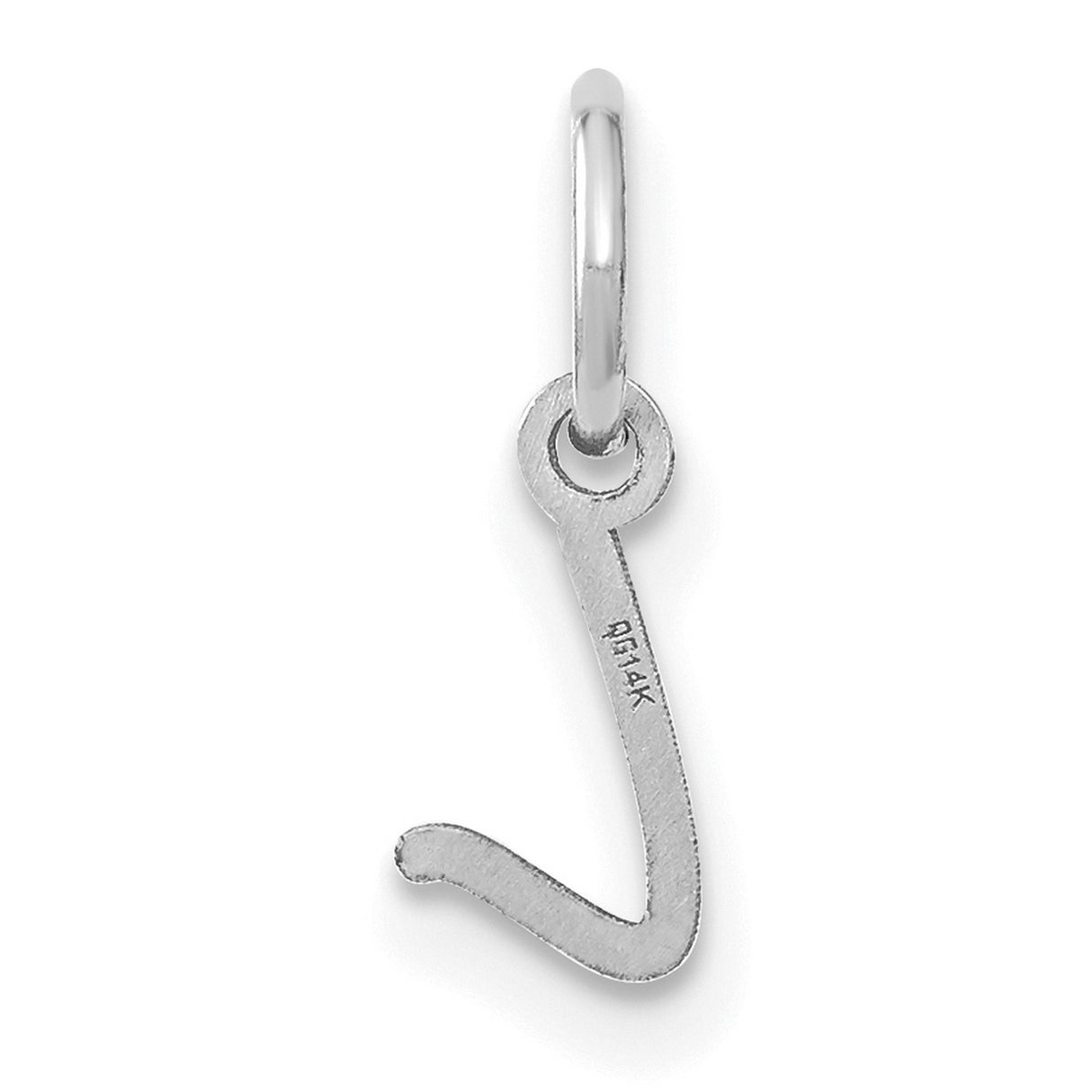 Upper case Letter L Initial Charm Pendant in Real 14k White Gold