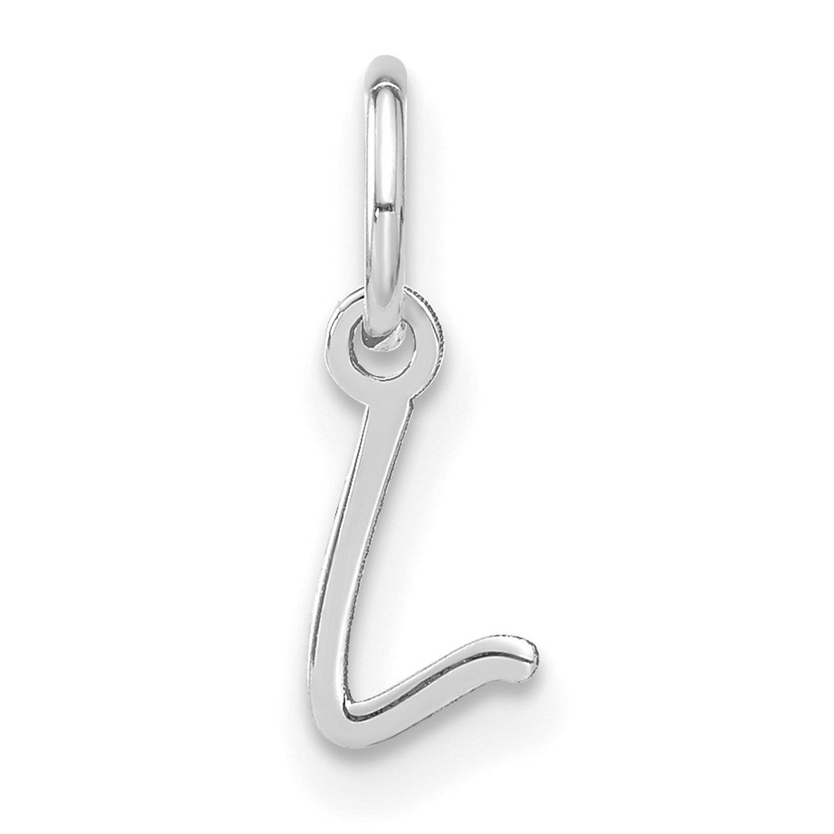 Upper case Letter L Initial Charm Pendant in Real 14k White Gold