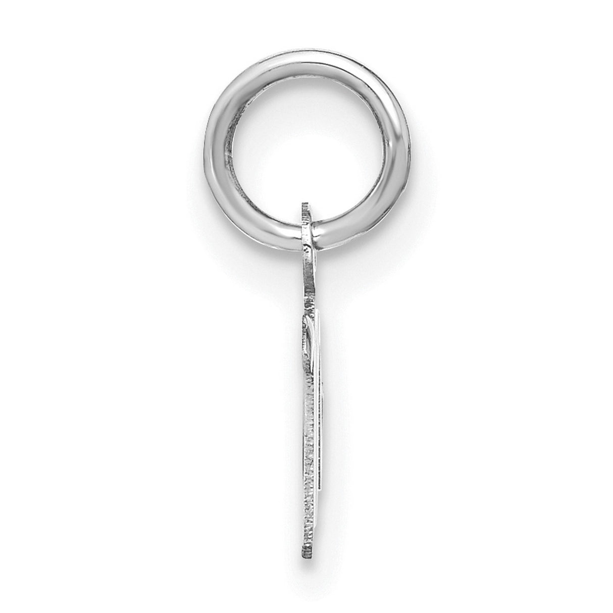 Upper case Letter M Initial Charm Pendant in Real 14k White Gold