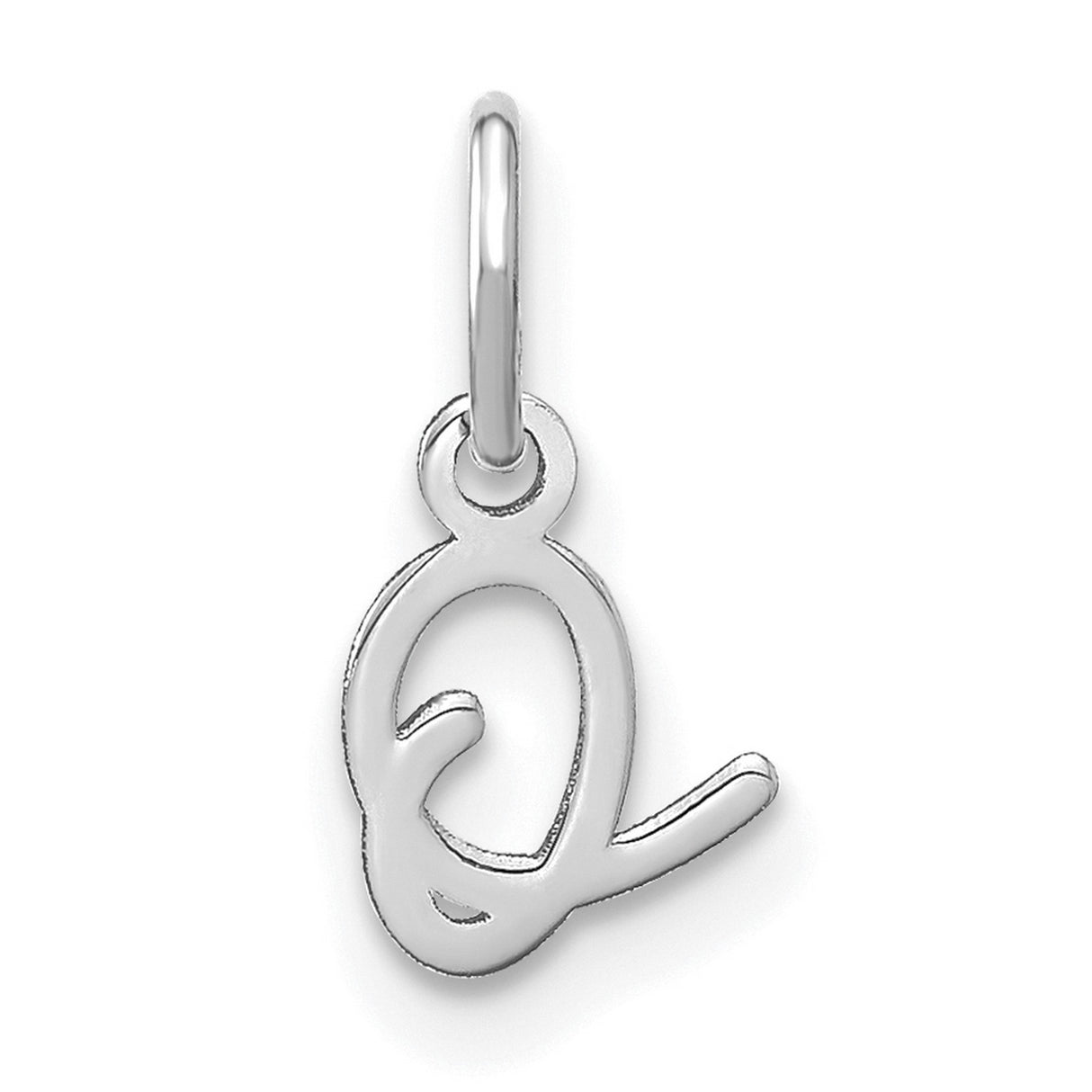 Upper case Letter O Initial Charm Pendant in Real 14k White Gold