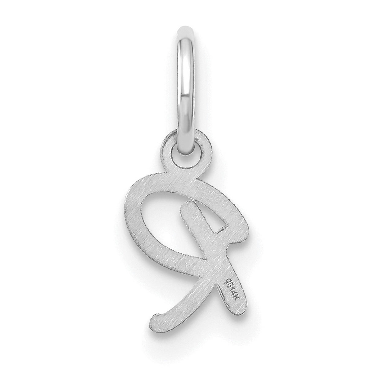 Upper case Letter R Initial Charm Pendant in Real 14k White Gold