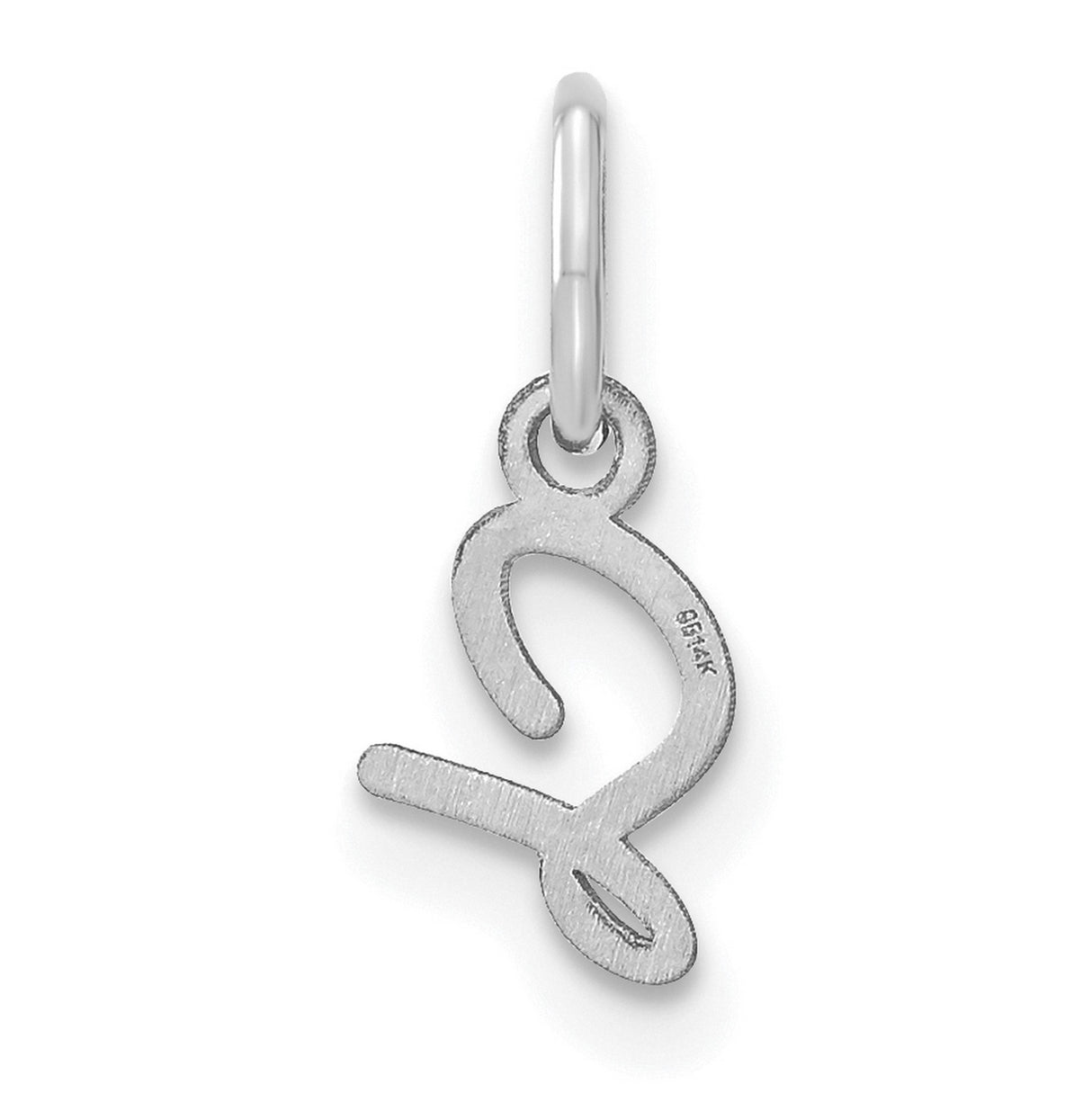 14k White Gold Arabic Letter Ayn Pendant, Unisex Calligraphy Cultural Heritage Charm