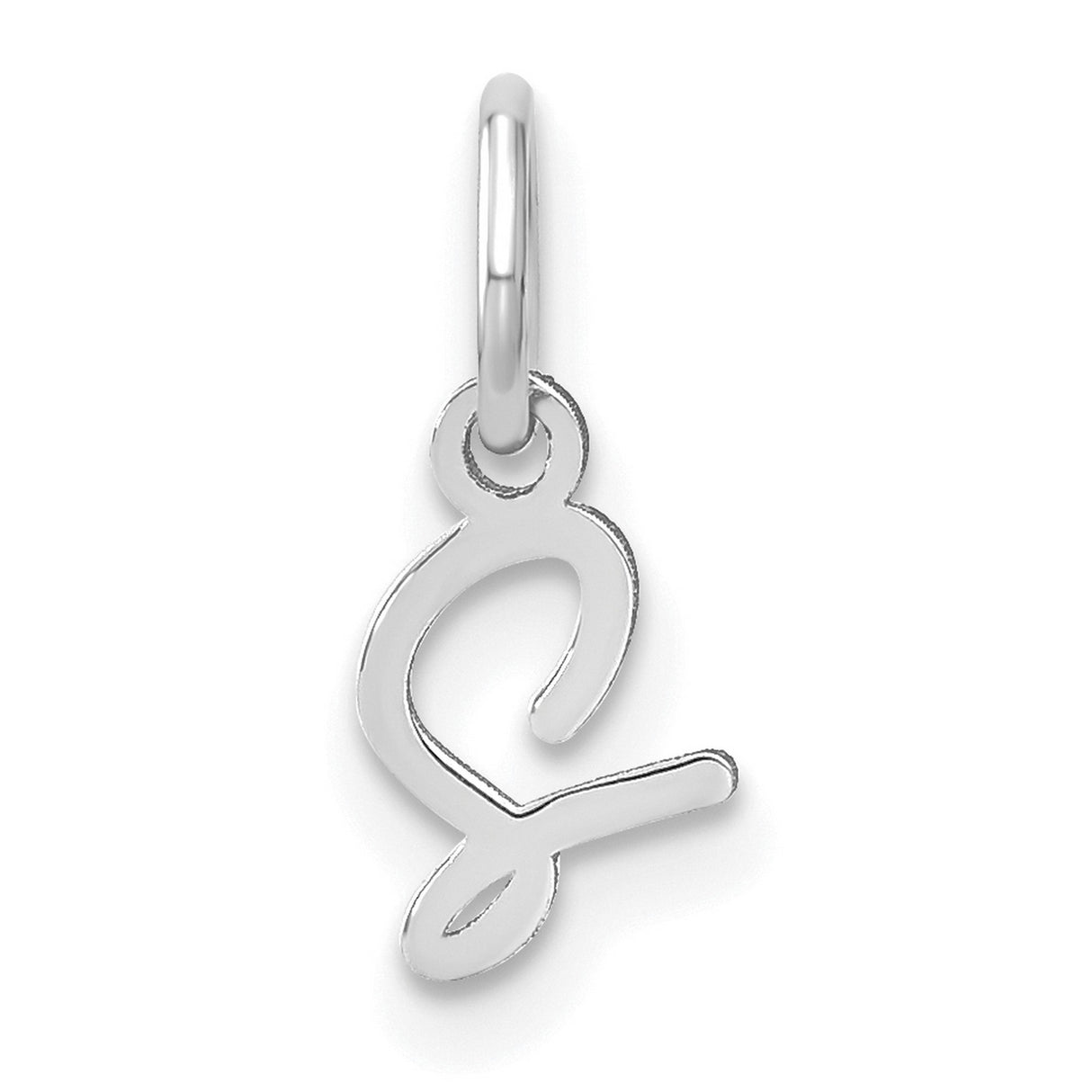 14k White Gold Arabic Letter Ayn Pendant, Unisex Calligraphy Cultural Heritage Charm