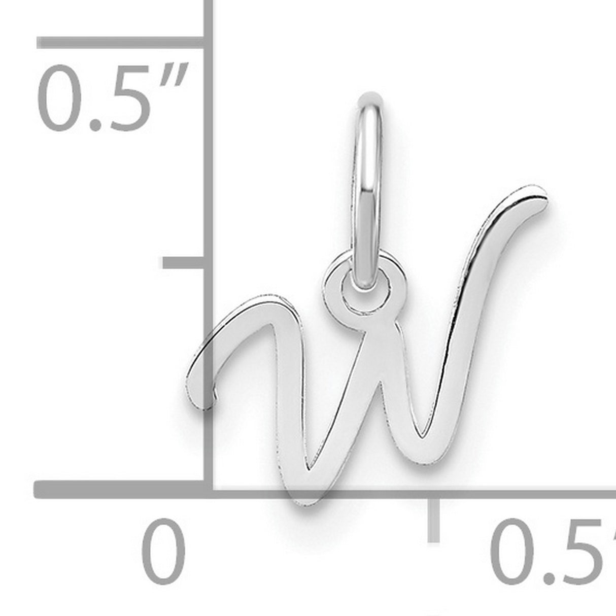 Upper case Letter W Initial Charm Pendant in Real 14k White Gold