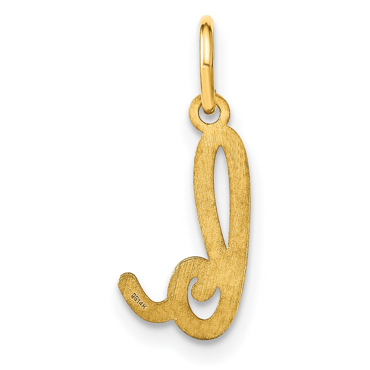 14k Yellow Gold Script Letter L Pendant, Polished Cursive Initial Charm for Women