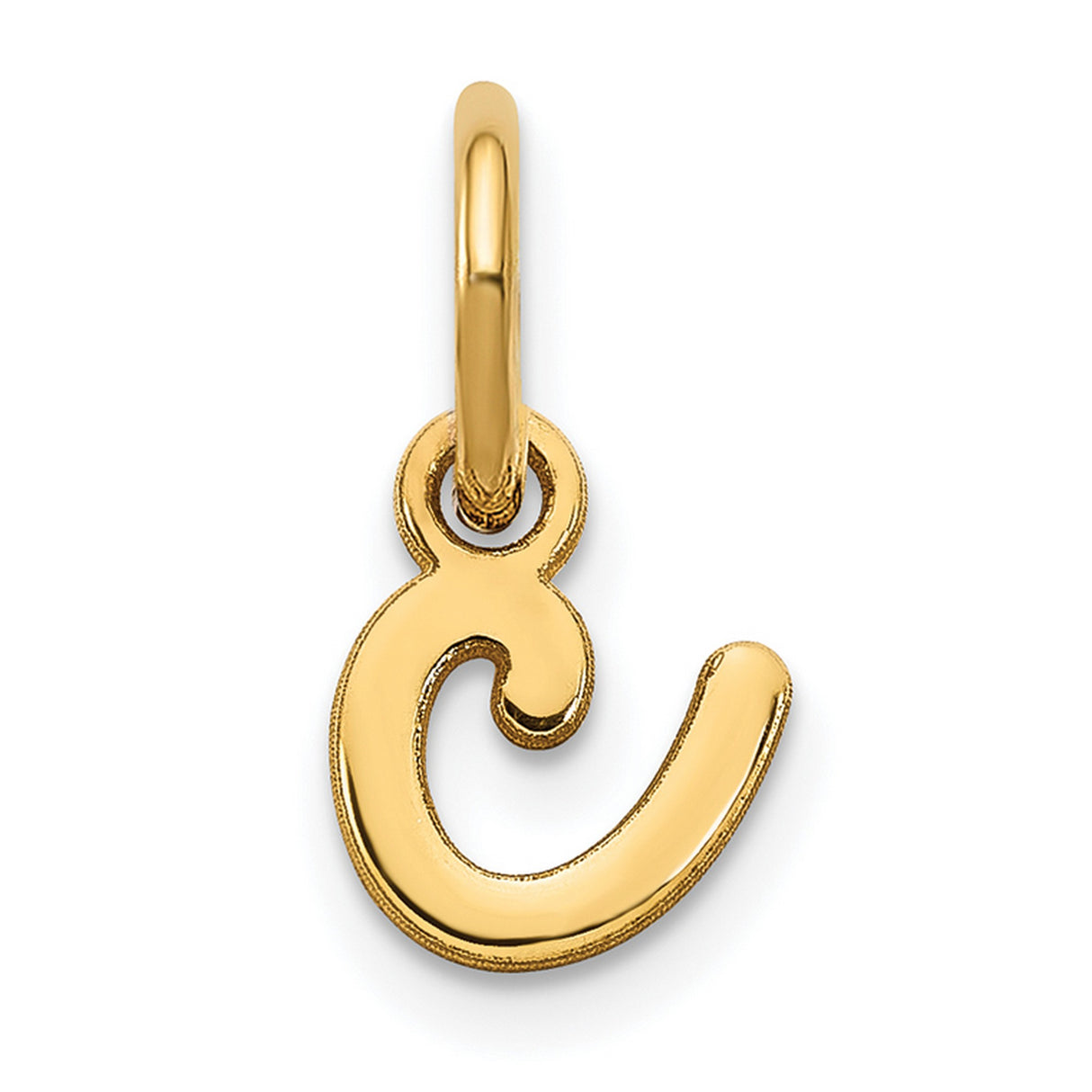 14k Yellow Gold Script Initial E Pendant, Cursive Letter Charm for Necklace or Bracelet