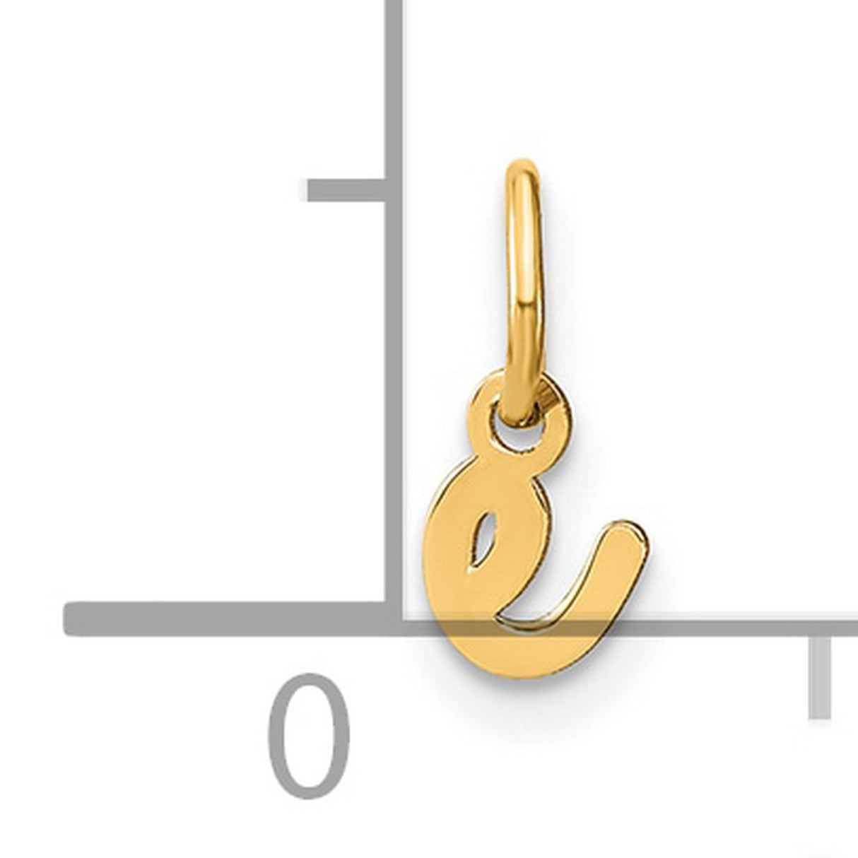 Lower case Letter E Initial Charm Pendant in Real 14k Yellow Gold